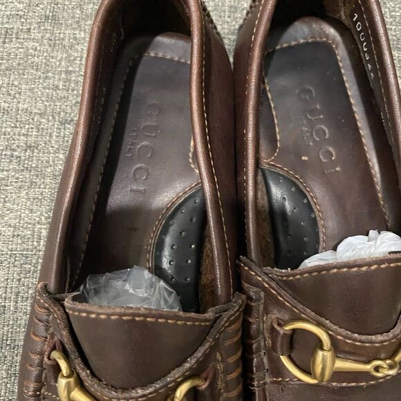 Gucci Dark Brown Leather Loafers with Gold Hardware main image 7